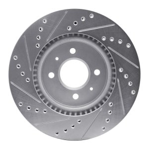Hyundai ACCENT Brake Rotor (1) - Front Right - R1 Concepts - Drilled & Slotted - Silver - `12-`23
